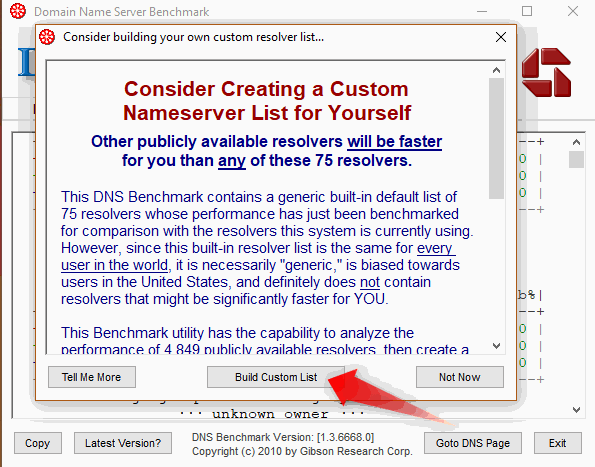 таблица DNS Benchmark